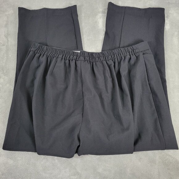 Catherines Refined Womens Pants 1X Plus Cropped Pull On Black Poly Blend BLA141E - Picture 1 of 9